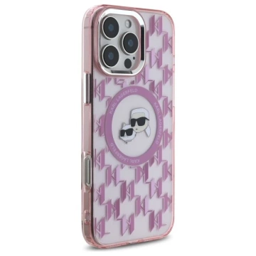 Karl Lagerfeld Hülle für iPhone 16 Pro Max 6,9" Rosa MagSafe IML Monogramm Karl
