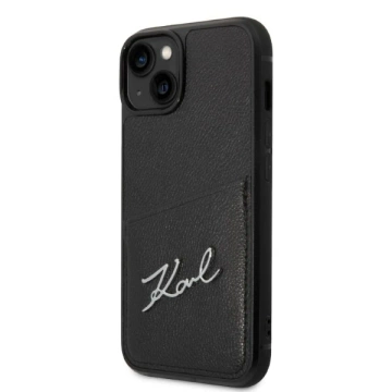 Karl Lagerfeld KLHCP14MCSSK ochranné puzdro na telefón pre Apple iPhone 14 Plus 6,7" pevné puzdro čierno/čierne Signature Logo Cardslot