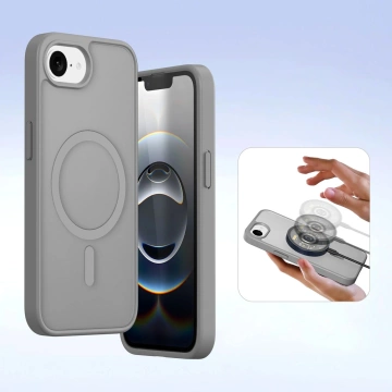 iPhone 16e Dux Ducis Lawa Leather Case with MagSafe Wallet Gray