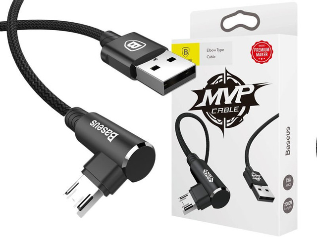 Baseus MVP Elbow kabel úhlový oboustranný micro USB 2m Black