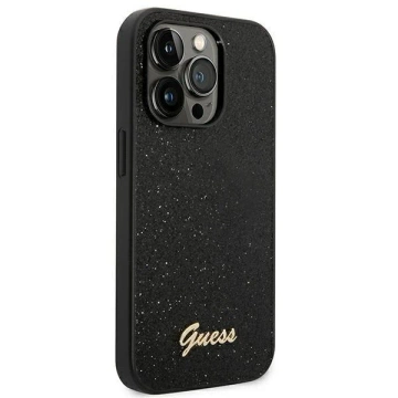 Etui Guess GUHCP14LHGGSHK pre Apple iPhone 14 Pro 6,1" čierne/čierne pevné puzdro Glitter Script