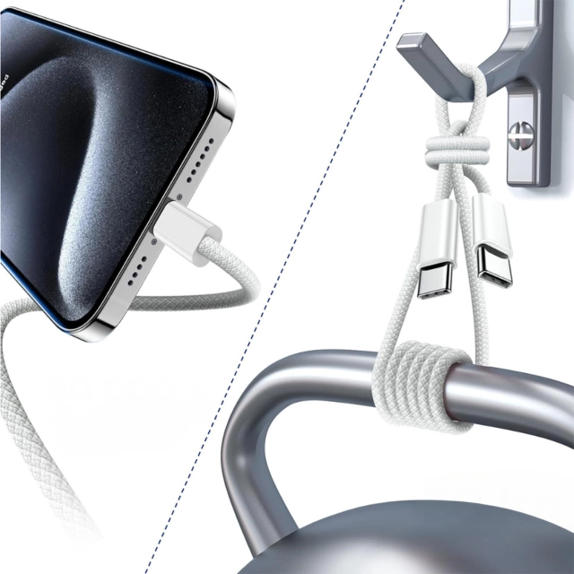 Kábel Apple USB-C na USB-C 1 m, 60 W, biely, odolný, originálny