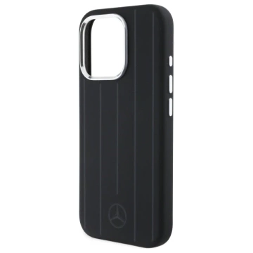 Etui Mercedes до iPhone 16 Pro Max 6.9" Czarne HardCase Silicone Vertical Tonal Stripes MagSafe