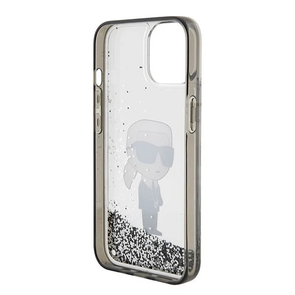 Etui Karl Lagerfeld KLHCP15SLKKNSK na iPhone 15 6,1" priehľadné pevné puzdro Liquid Glitter Ikonik