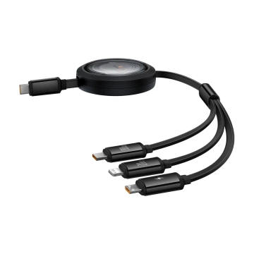 Baseus Free2Draw CB000084 Cable Retractable USB-C - Lightning / USB-C / Micro USB 100W 1.1m - Black