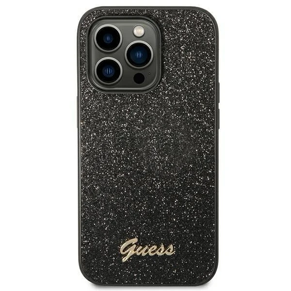 Etui Guess GUHCP14LHGGSHK pro Apple iPhone 14 Pro 6,1" černé/černé pevné pouzdro Glitter Script