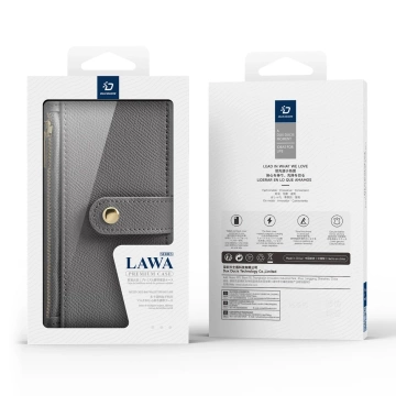 iPhone 16 MagSafe Leather Case Dux Ducis Lawa Wallet – сірий
