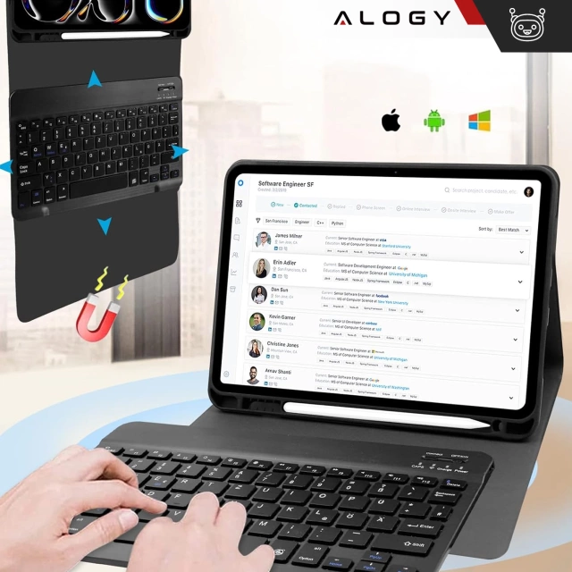 Ochranné pouzdro s klávesnicí pro Apple iPad Pro 11" M4 2024 Alogy Keyboard Case s držákem stylusu Bluetooth klávesnice černá