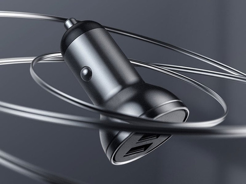 Baseus autonabíjačka 2x USB LED 4,8A 24W Šedý USB-C kábel