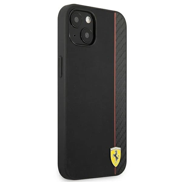 Ferrari iPhone 13 mini 5.4" Handyhülle schwarz/schwarz Hardcase On Track Carbon Stripe