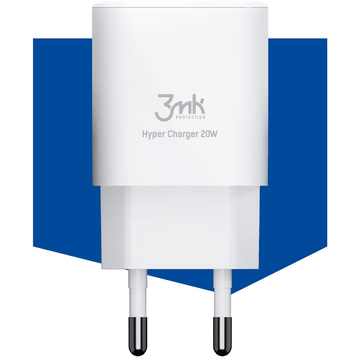 3mk Hyper Charger USB USB-C 20W PD rychlá nástěnná nabíječka Bílá