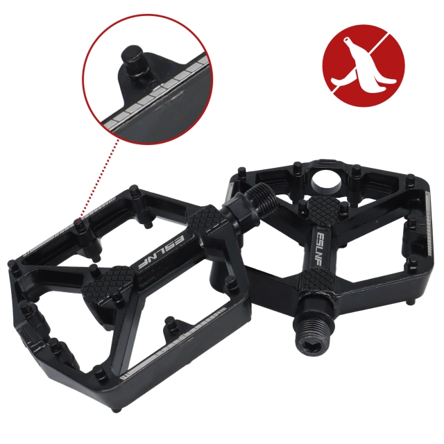 MTB aluminum platform bicycle pedals, set of 2, Aluminum Black