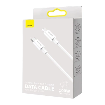 Baseus Superior kabel USB Type C - USB Type C kabel rychlé nabíjení Quick Charge / Power Delivery / FCP 100W 5A 20V 2m bílá (CATYS-C02)