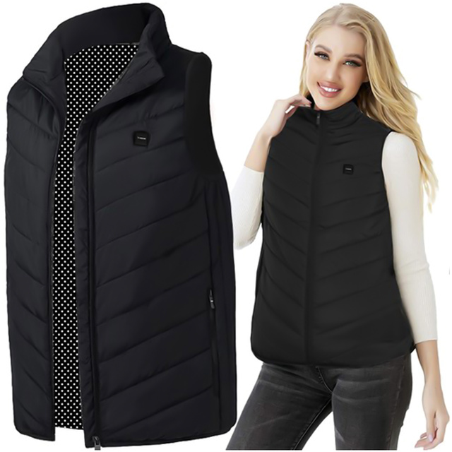 Heated Vest Women Men Sleeveless Jacket USB Quilted Heated Electric Winter Unisex Size M Black
