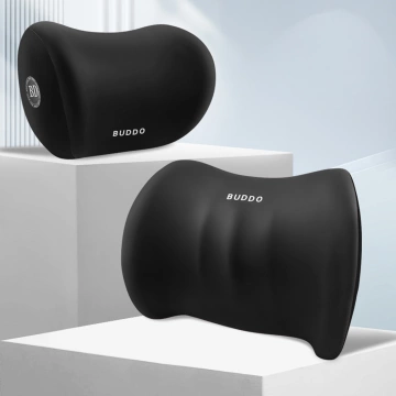 2x Alogy Autokissen Rücken Lendenwirbelsäule Nackenstütze Memory Foam Schwarz