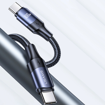 USAMS USB-C na USB-C 100W PD Fast Charge QC FCP 3m čierny kábel