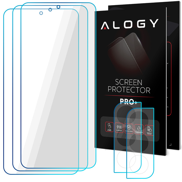 3x 9H gehärtetes Glas für den Bildschirm, 2x Glas für das Objektiv der Alogy Glass Pack Kamera für das Galaxy S21 FE