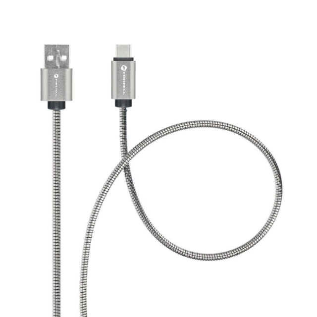 Kabel USB-A na USB-C 12W 1m Forcell Steel QC 3.0 CarPlay/Android Auto