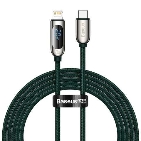 Kabel 2m Baseus Display PD 20W USB-C Type C для Lightning для iPhone Зелений