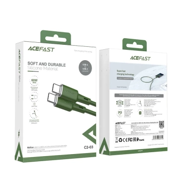 Acefast kabel USB typu C - USB typu C 1,2 m, 60W (20V / 3A) zelený (C2-03 oliver zelený)