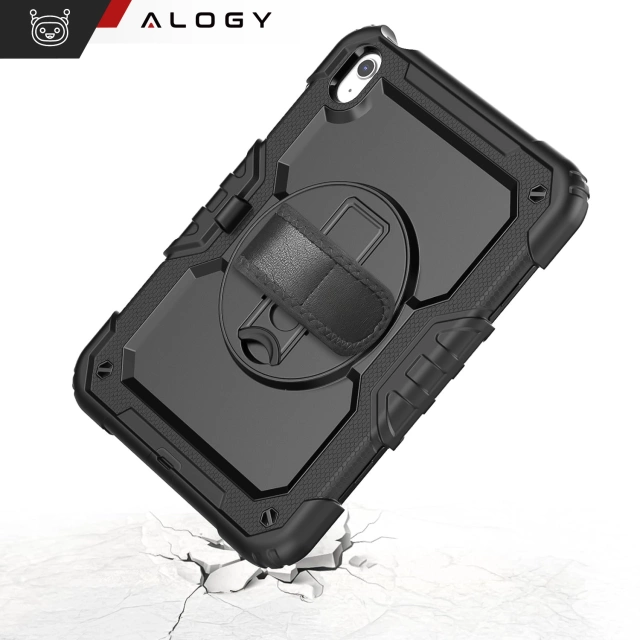 Etui ochronne Alogy Pirate Armor stojak pasek case obudowa do Apple iPad (10 Gen.) 2022 10.9" / iPad 11 A16 (11. Gen.) 2025 Czarne