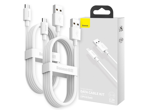1,5 m Baseus-Kabel x2 USB-Kabel - Micro-USB 2.1A Weiß