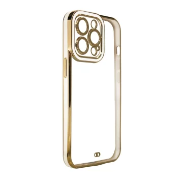 Módní pouzdro na iPhone 13 Gold Frame Gel Cover White