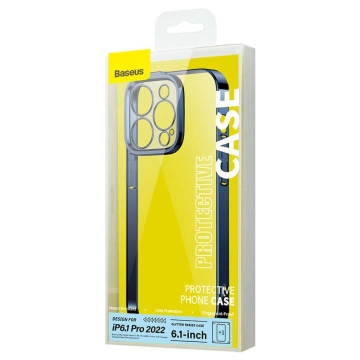 Ochranná sada Baseus Glitter priehľadné puzdro a tvrdené sklo pre iPhone 14 Pro (modré)