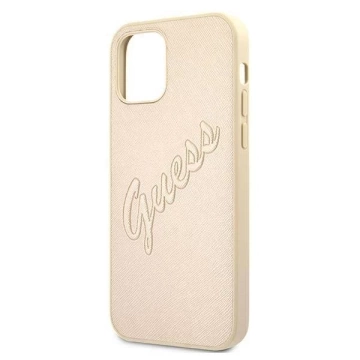 Guess GUHCP12MRSAVSLG iPhone 12/12 Pro 6,1" złoty/gold Hardcase Saffiano Vintage Script