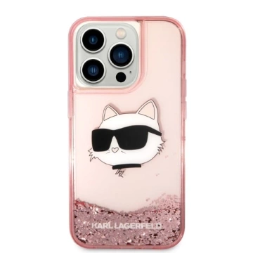Karl Lagerfeld KLHCP14XLNCHCP obal pro iPhone 14 Pro Max 6,7" pevný obal Glitter Choupette Head růžový/růžový