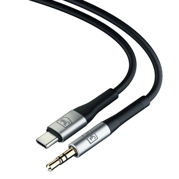 Audio-Adapterkabel USB-C Typ C auf Mini-Klinke 3,5 mm Kabel 1 m 3 mk AUX-Kabel schwarz und silber