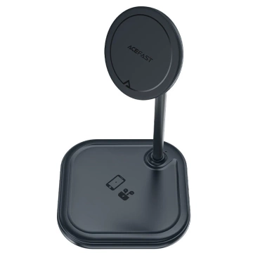 Bezdrátová nabíječka Acefast 15W Qi pro iPhone (s MagSafe) a stojánek Apple AirPods Magnetický držák šedý (E6 šedý)