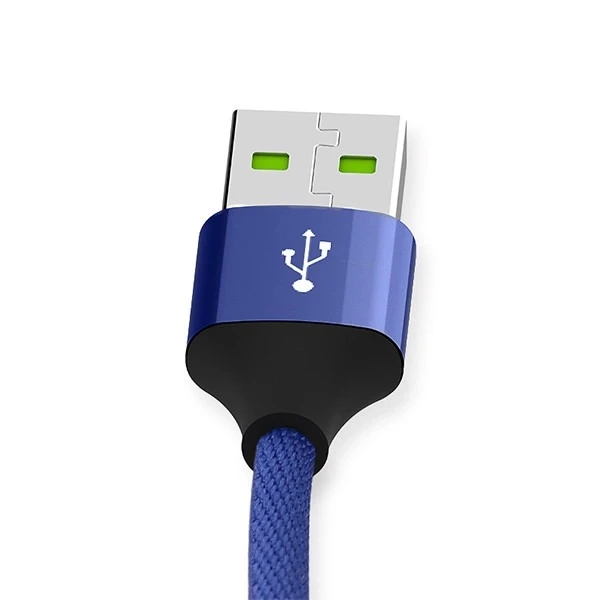 3v1 USB-C micro USB Lightning kabel rychlé nabíjení SOMOSTEL SMS-BW03 QC3.0 Quick Charge 2.1A 10W 1.2 m Powerline Blue