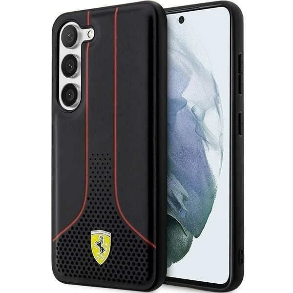 Puzdro Ferrari pre Samsung Galaxy S23 HardCase Perforated 296-P čierne