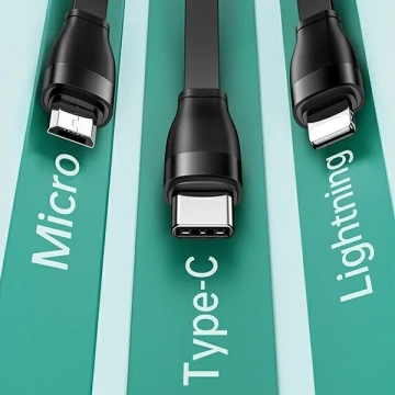 USAMS Kabel U69 3w1 1m zielony/zelený (lightning/microUSB/USB-C)
