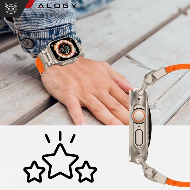 Pasek bransoleta Alogy Luxury Metal TPU Band do Apple Watch 42/44/45/49mm Orange