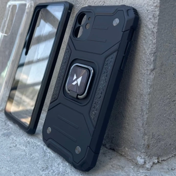 Магнітний чохол-тримач Wozinsky Ring Armor tough hybrid case для Samsung Galaxy S22 Ultra синій
