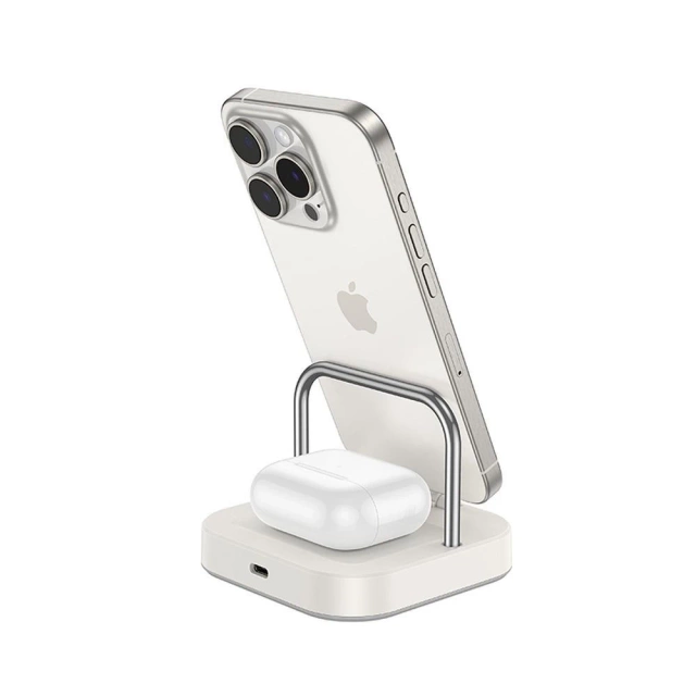 Bezdrátová nabíječka Hoco CQ16A 3v1 pro Apple Watch a smartphony, sluchátka, černá