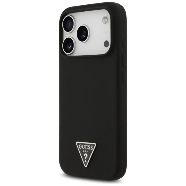 Etui do iPhone 17 Pro Guess Silicone Triangle Logo MagSafe Black