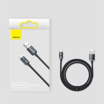 Kábel Baseus Crystal Shine Series USB kábel pre rýchle nabíjanie a prenos dát USB Typ A - USB Typ C 100W 2m čierny (CAJY000501)