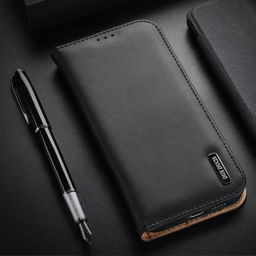 Dux Ducis Hivo Leather Flip Cover Genuine Leather Card &amp; ID Wallet Samsung Galaxy S22 (S22 Plus) Black