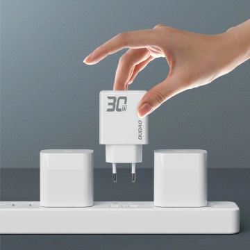GaN Dudao A30EUL 30W USB-A / USB-C Charger USB-C - Lightning Cable - White