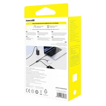 Kabel 3w1 Baseus 100W USB-C/USB-C/Lightning 1,5m LED Czarny
