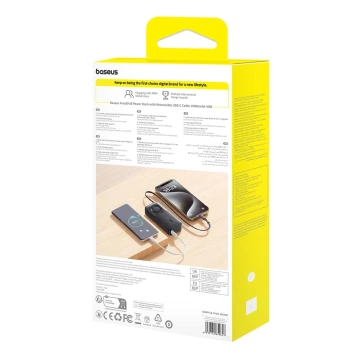 Powerbanka Baseus Free2Pull 10000mAh 30W s portem USB-C a zatahovacím kabelem USB-C – černá