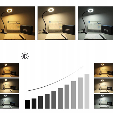 Lampa flexibilní kruhová lampa Alogy klip kroužek na stůl flexibilní univerzální dálkový ovladač USB Black