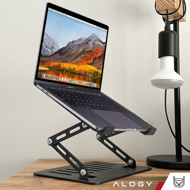 Držák na notebook Macbook tablet 17" stojan stojan skládací nastavitelný hliník na stůl 25 x 21,5 cm Alogy Graphite