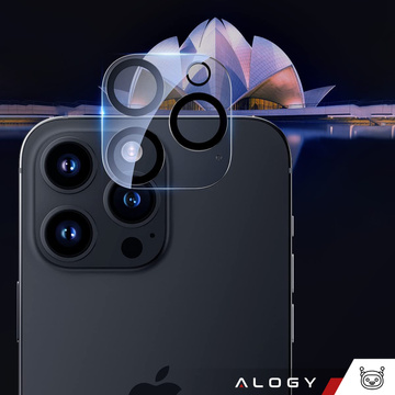 Etui Case do iPhone 14 Pro + zestaw 4 szkieł 5w1 pancerne 360 Alogy Hybrid 2x Szkło na ekran +2x obiektyw czarno-przezroczyste