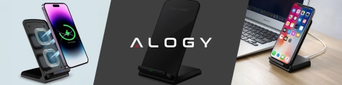 Alogy Qi Stand Charger induction wireless charger for phone stand charging station 15W Black
