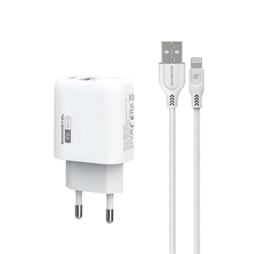 3A 18W USB nabíjačka, kábel USB Type-C pre rýchle nabíjanie iPhone SOMOSTEL QC3.0 SMS-Q01 biela