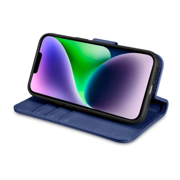 Kožené flipové puzdro iCarer Wallet Case 2v1 iPhone 14 Plus Anti-RFID modré (WMI14220727-BU)